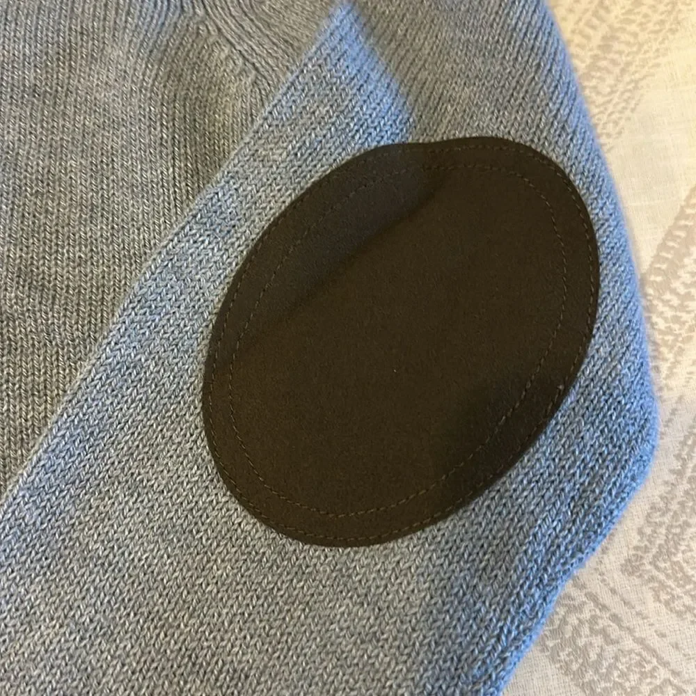 Crewcuts Boys Grey Crewneck Sweater with Faux Suede Elbow Patches - Size 6/7